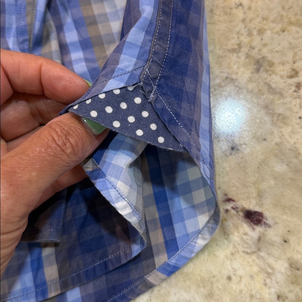 Tommy Bahama Men’s Striped long sleeve shirt polka dot cuffs blue/white Size S - Picture 4 of 12